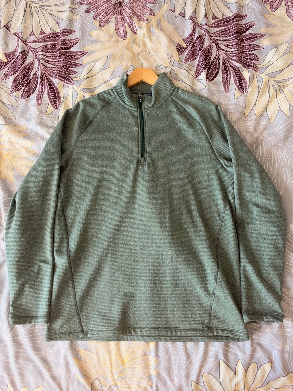 Cutter & Buck Peshastin Eco Fleece Recycled Mens Half Zip Pullover - Sage Green